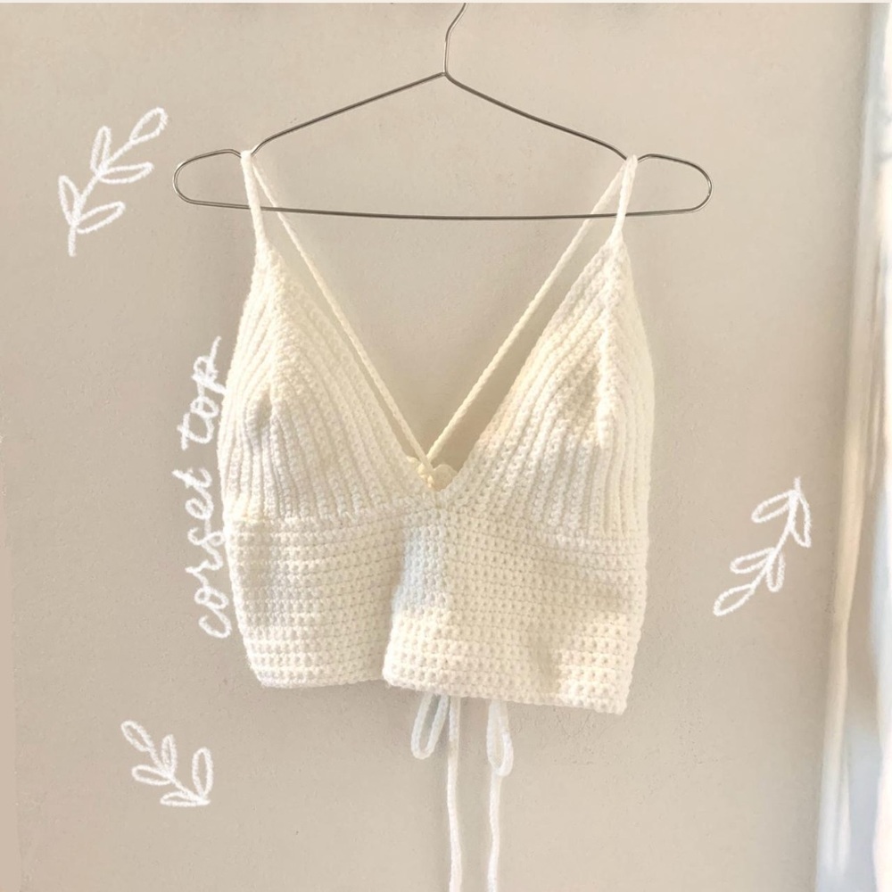handmade crochet white corset top
